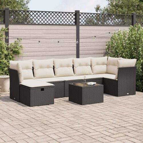  8-dijelni set vrtnih sofa od poliratana s jastucima crni Cijene