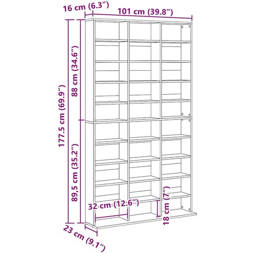 Cd ormar Crni hrast 101 x 23 x 177,5 cm Konstruirano drvo Slike
