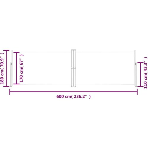 vidaXL Uvlačiva bočna tenda smeđa 180 x 600 cm Cijene