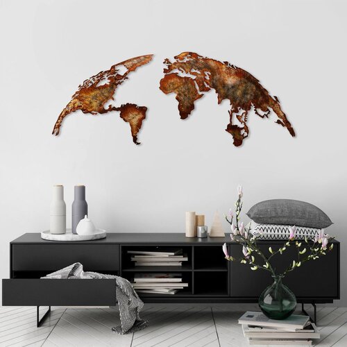 Wallity world map medium - 1 multicolor decorative metal wall accessory Cene