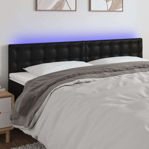  Uzglavlje crno 180 x 5 x 78/88 cm od umjetne kože Slike