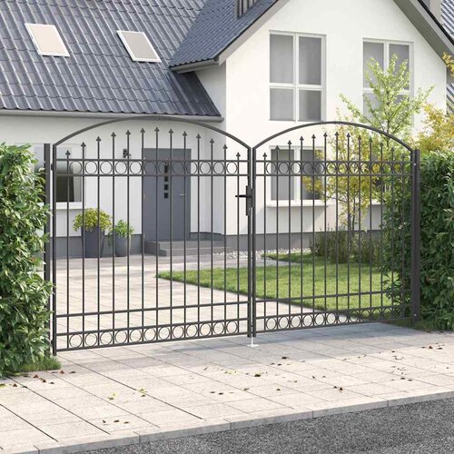  Ogradna vrata ASSEN 401 x 250 cm Čelik Siva Može se zaključati Cijene