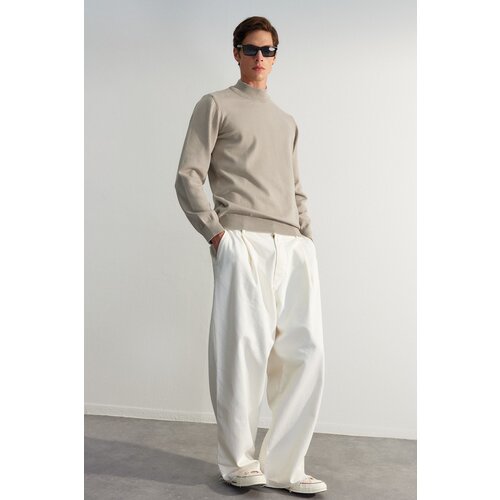 Trendyol Ecru Regular Half Turtleneck Plain Knitwear Sweater Slike