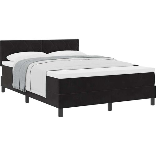 VidaXL Box Spring Bračni Krevet s Madracem Crni 160x200 cm Bar&amp;scaron;un Slike