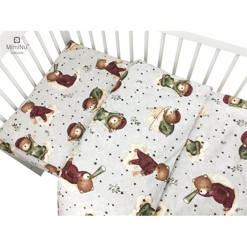 MimiNu Posteljina set 5 elem. Medo na oblaku (za krevetić 120x60 cm i 140x70cm) Slike