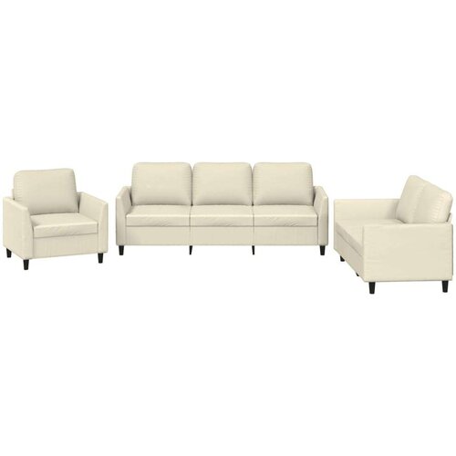  3-dijelni set sofa s jastucima krem od umjetne kože Slike