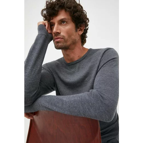 Calvin Klein Vuneni pulover za muškarce, boja: siva, lagani