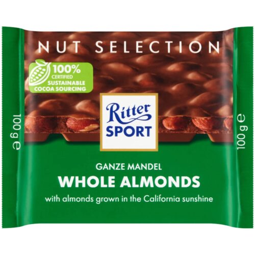 RITTER SPORT Mlečna čokolada Celi badem, 100g Slike