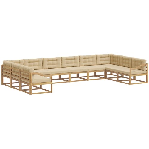 vidaXL Zunanja garnitura za sedenje z blazino 10 pcs Bela in bež, (5000281843) Cene