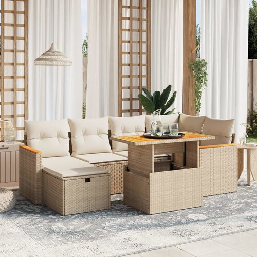 vidaXL 7-dijelni set vrtnih sofa od poliratana s jastucima bež Cijene
