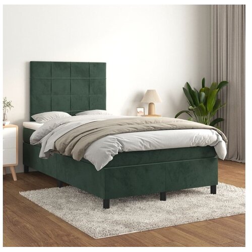  Box spring postelja z vzmetnico temno zelena 120x200 cm žamet Cene