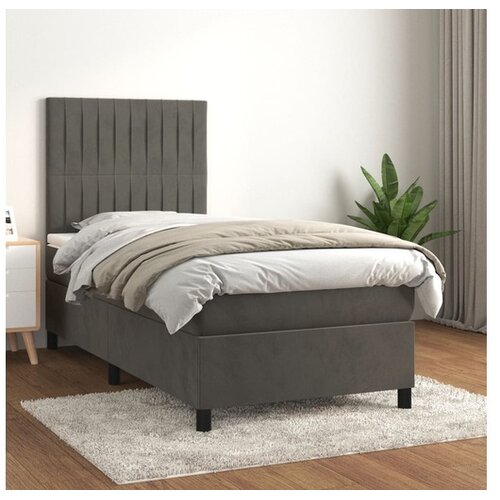  Box spring postelja z vzmetnico temno siva 90x200 cm žamet Cene
