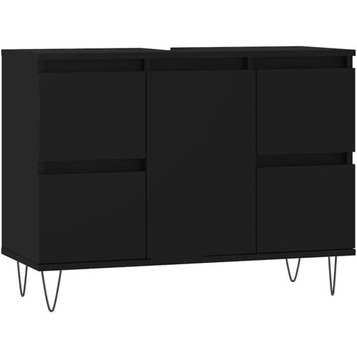 Maison Chic Kopalniška omarica - Kopalniški kabinet črna 80x33x60 cm inženirski les, (21794936) Cene