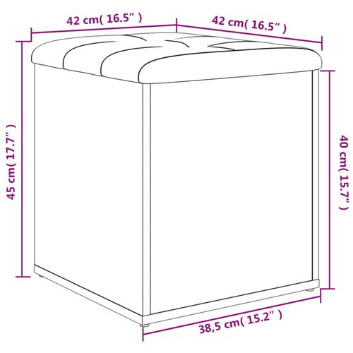  Klupa za pohranu boja hrasta 42x42x45 cm od konstruiranog drva Slike