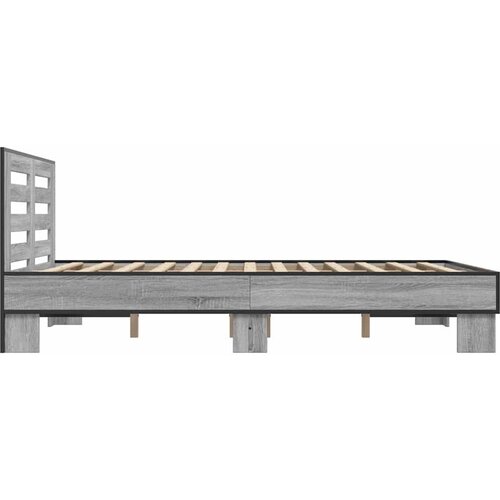 Okvir kreveta boja hrasta 120x200 cm konstruirano drvo i metal Siva 120 x 200 cm Slike