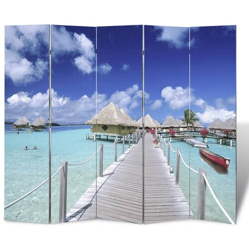 vidaXL Zložljiv paravan 200x170 cm plaža Cene