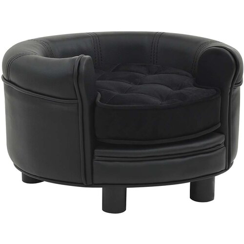 vidaXL Sofa za pse crna 48 x 48 x 32 cm od pliša i umjetne kože Cene