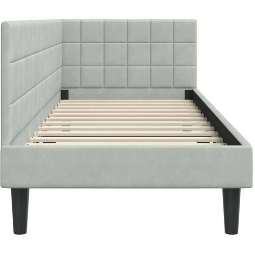 VidaXL kutni okvir kreveta s uzglavljem svjetlosiva 80 x 200 cm bar&amp;scaron;un Slike