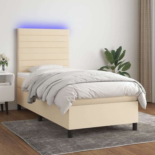  Krevet box spring s madracem LED krem 80 x 200 cm od tkanine Slike