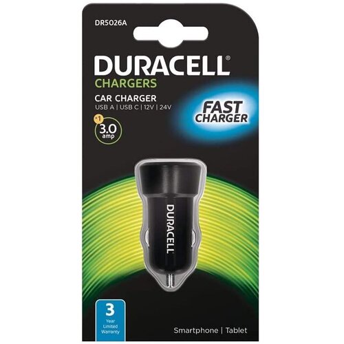 Duracell Autopunjač - Type-C/Type-A - 3A+2.4A - Black Cene