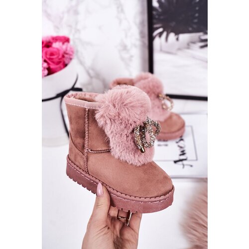 Boto Children's Snow Boots Insulated With Fur Suede Pink Amelia Cene