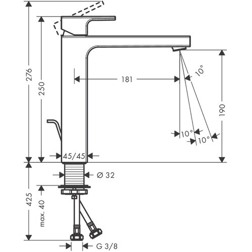 Hansgrohe 71562000 Vernis Shape 190 visoka armatura za umivalnik Slike