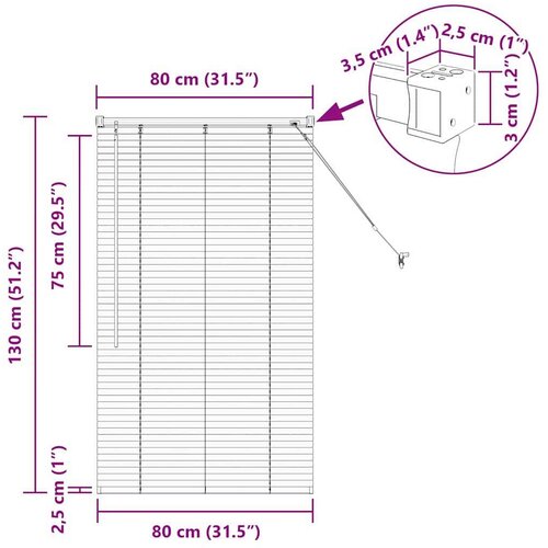  Zavjesa za prozor sa zavjesama Ostalo Bijela 80 x 130 cm Aluminij Slike