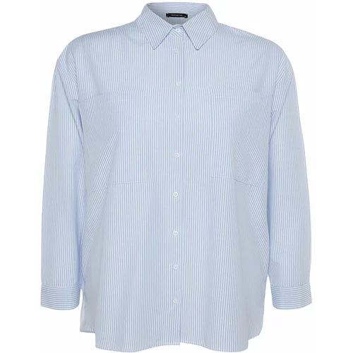 Trendyol Curve Plus Size Shirt - Blue - Oversize