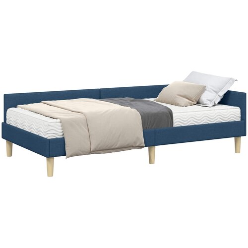  Kutni krevetni okvir s madracem 2 kom. Plava 90 x 190 cm Slike