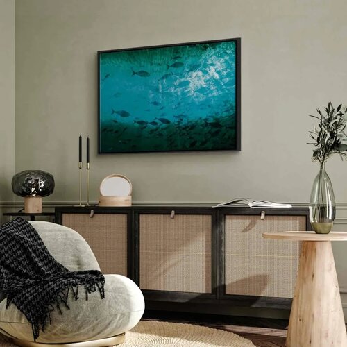  Slika - A shoal of dark fish 90x60 U crnom drvenom okviru Slike