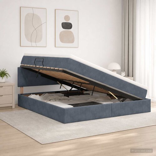  s od storage s uzglavljem Tamnosiva 140 x 190 cm Baršun Cene
