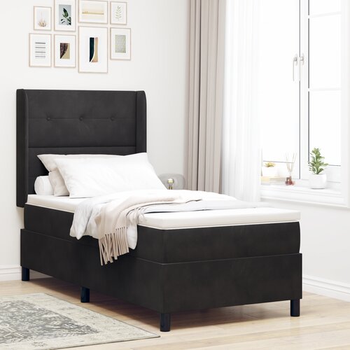 VidaXL Postelja z vzmetnico Črna 80x200 cm Žamet Slike