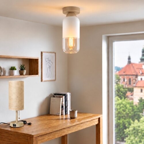 Brilagi LED plafonsko svetlo RETRO GLASS 1xE27/60W/230V prečnik 14 cm bež/bela Slike