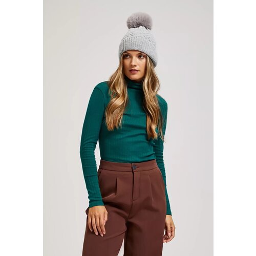 Marisse Hat With Fur Pompom, Gray Slike