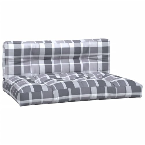  Jastuci za palete 2 kom sivi karirani od tkanine &amp;Scaron;arena 120 x 80 x 12 cm Slike