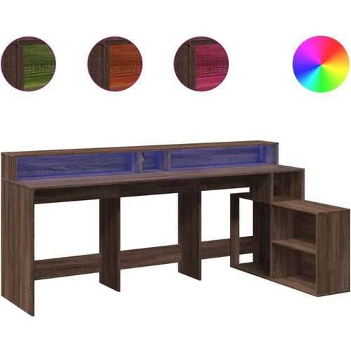 Maison Chic Pisalna miza - pisarniška miza - Računalniška miza z LED lučkami rjavi hrast 200x104x91 cm inž. les, (21785056) Cene