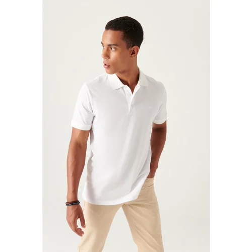 Avva Men's White 100% Egyptian Cotton Standard Fit Normal Cut 3 Button Polo Neck T-shirt