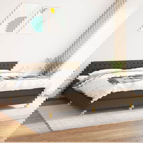  The Living Store Box spring postelja z vzmetnico temno rjava 180x200 cm blago - Box Spring Postelja, (21520534) Slike