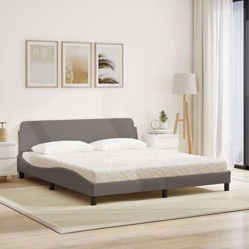VidaXL Krevet s madracem smeđesivi 180x200 cm tkanina Slike