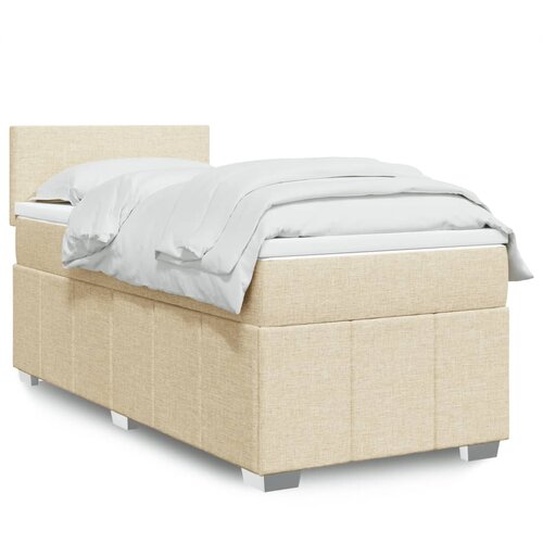 vidaXL Box spring postelja z vzmetnico krem 90x200 cm blago Cene