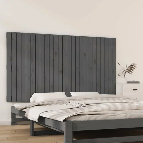  Stensko posteljno vzglavje sivo 159,5x3x90 cm trdna borovina, (20737541)