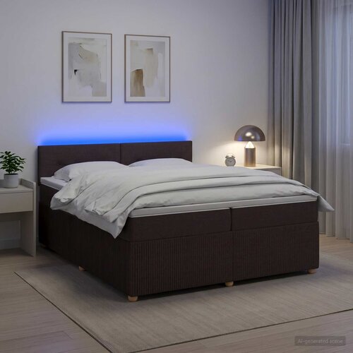  Boxspring krevet s madracem Tamno smeđa 200 x 200 cm Tkanina Cijene