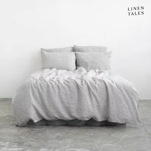 Linen Tales Črna/bela lanena posteljnina za zakonsko posteljo 200x200 cm – Linen Tales