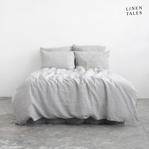 Linen Tales Crno-bijela lanena posteljina za bračni krevet 200x200 cm - Cijene
