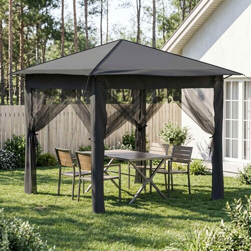 Gazebo s 4 bočne strane 2,6 x 2,6 m Svjetlosiva i antracit Cijene