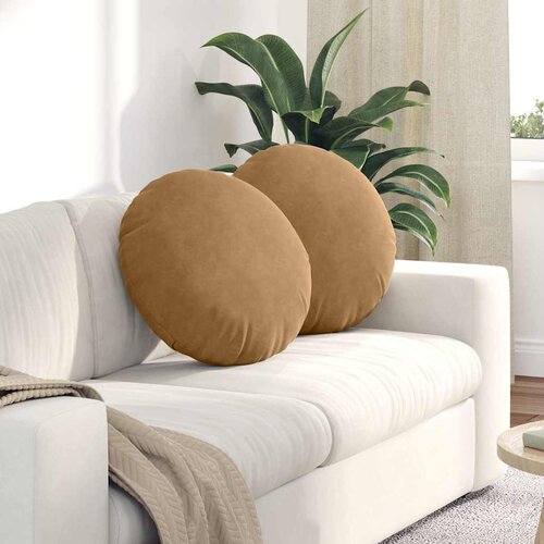  Jastučići za sjedenje 2 pcs Smeđa Ø50 x 19 cm Baršun Cene