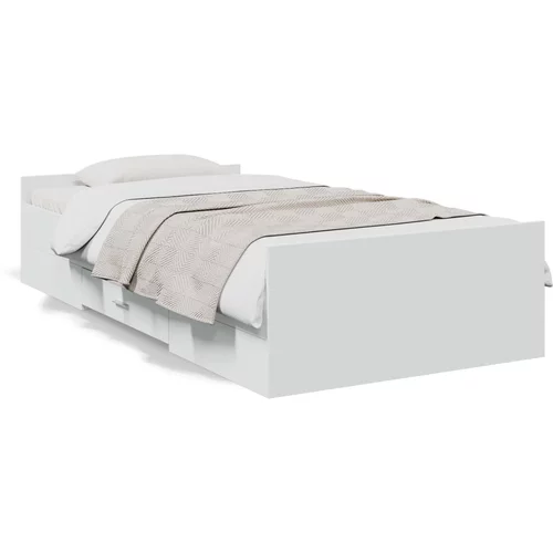  Okvir za krevet s ladicama bijeli 100x200 cm konstruirano drvo