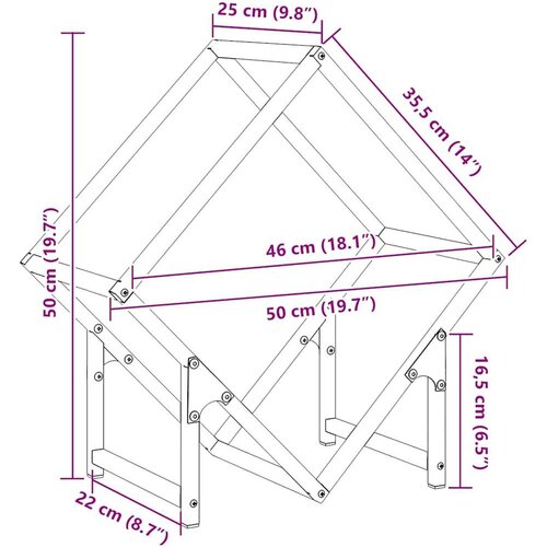  Stalak za drva 50x25x50 cm hladno valjani čelik Slike