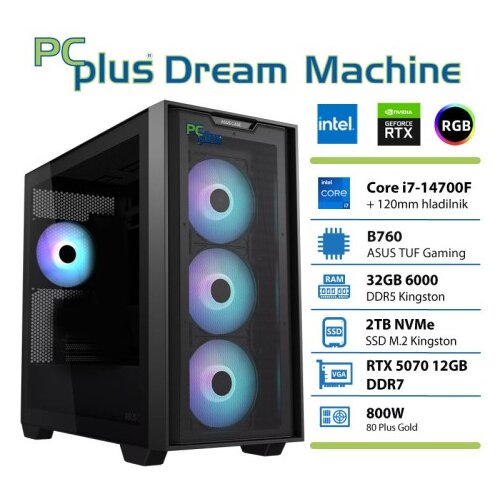 PCPLUS Dream Machine i7 14700F 32GB 2TB SSD RTX 5070 12GB gaming namizni računalnik Cene