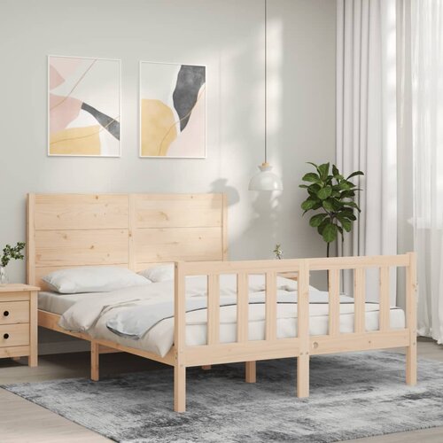 vidaXL Okvir kreveta s uzglavljem 4FT6 bračni od masivnog drva Cene